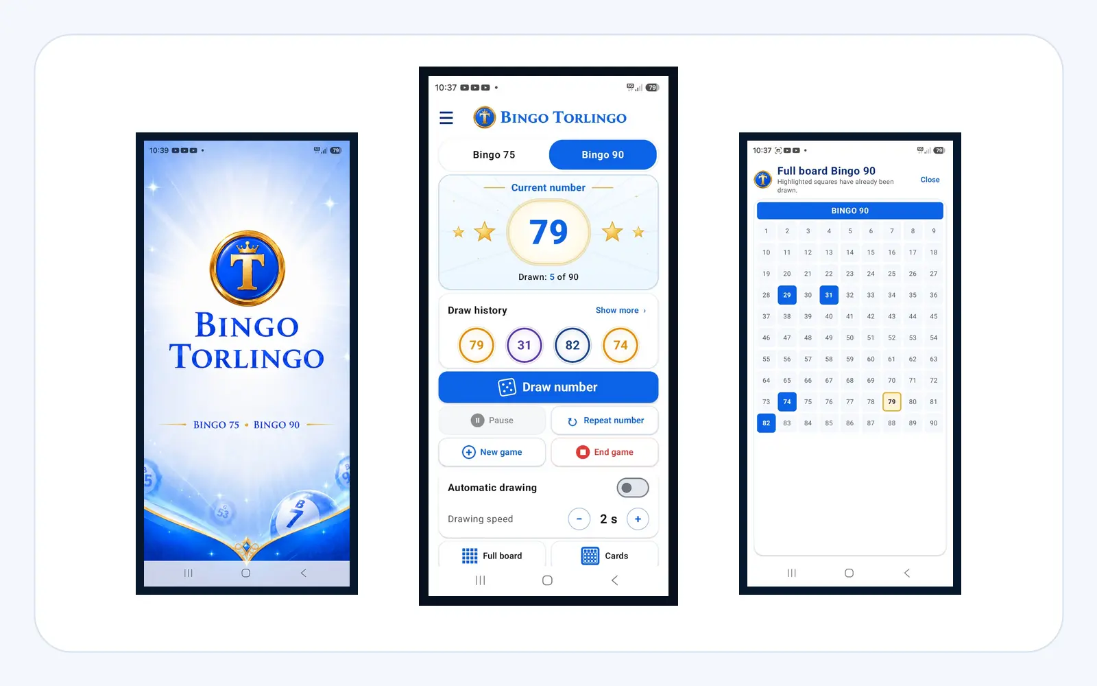 Current Bingo Torlingo screens