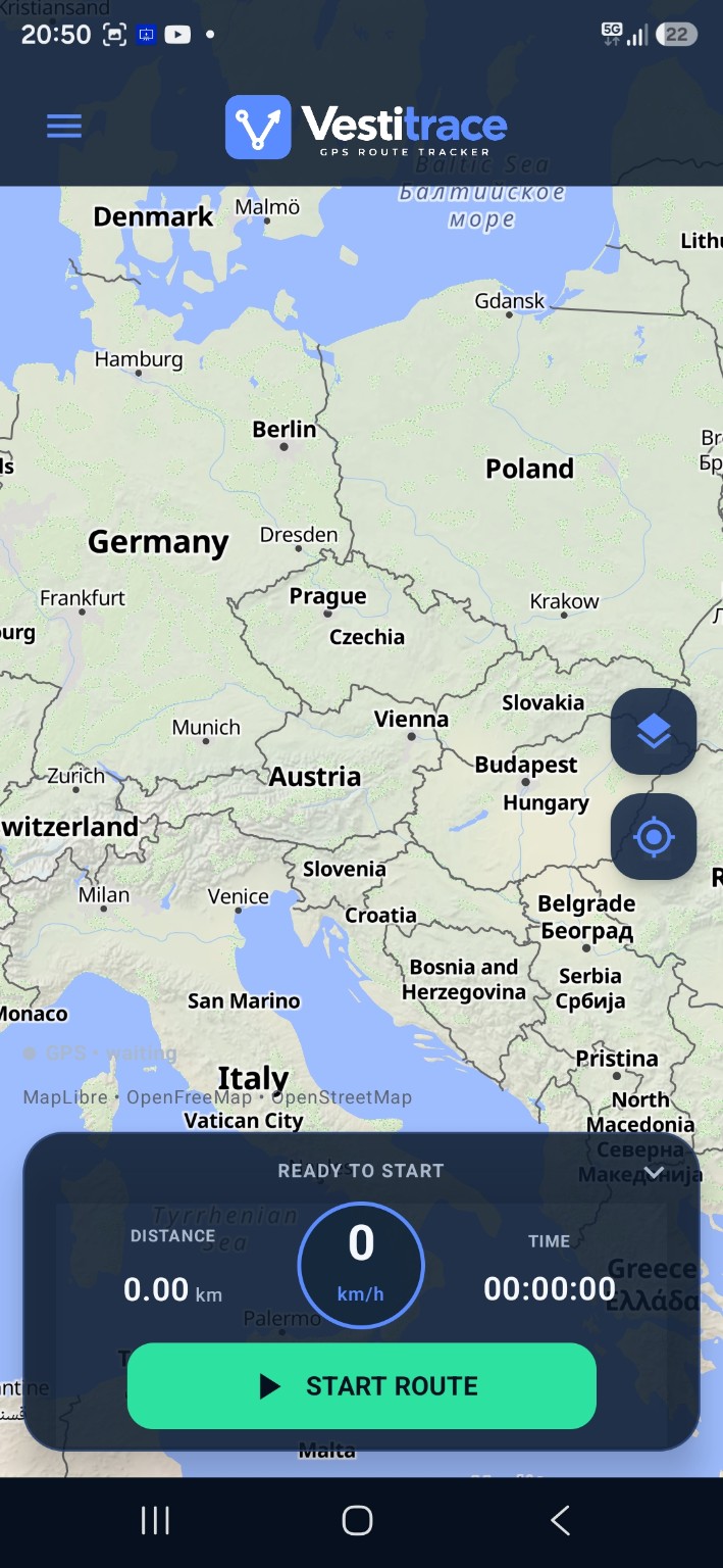 Vestitrace expanded route panel